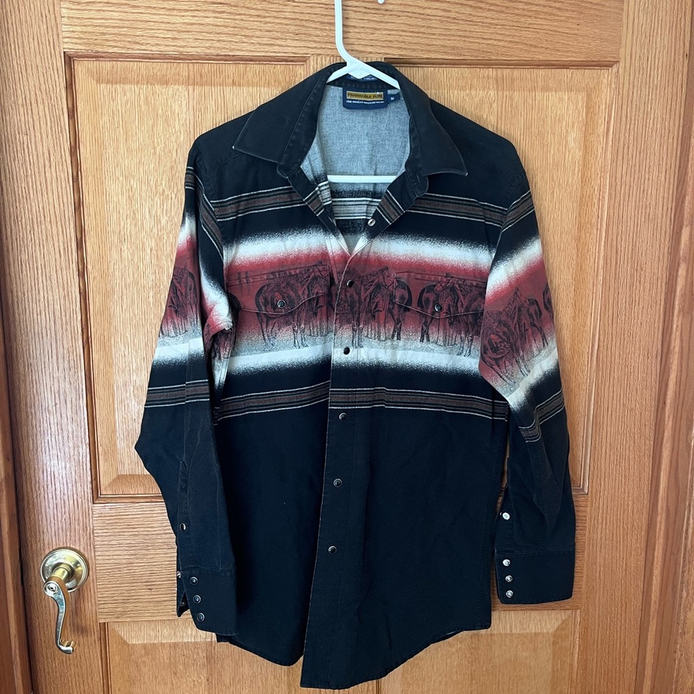 Panhandle slim cotton long sleeve shirt Size, horse print western shirt